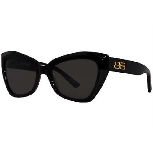 Balenciaga BB0271S 001 Sunglasses Women`s Black/grey Lenses Cat Eye 56mm