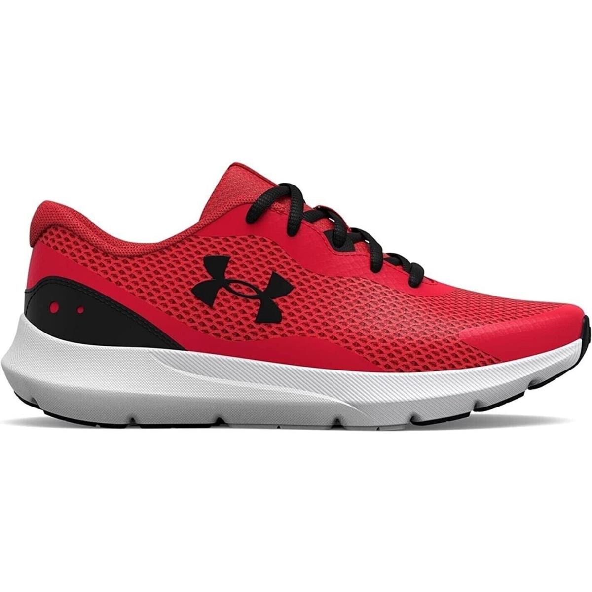 Under Armour Boys Sneaker Surge 3 Running Shoe Red/white Bigkid Size 7Y Age 8-12