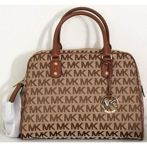 Michael Kors Signature Beige Luggage Brown Logo Satchel Bag +/or Wallet