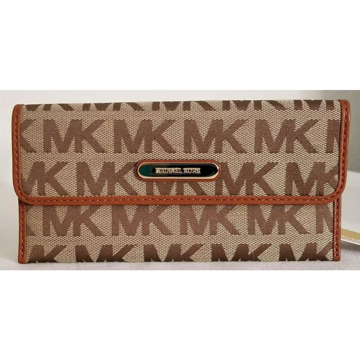 Michael Kors Signature Beige Luggage Brown Logo Satchel Bag +/or Wallet Wallet only