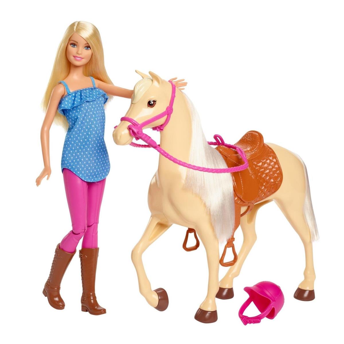 Barbie Doll Horse Playset Blonde Hair with Riding Accessories