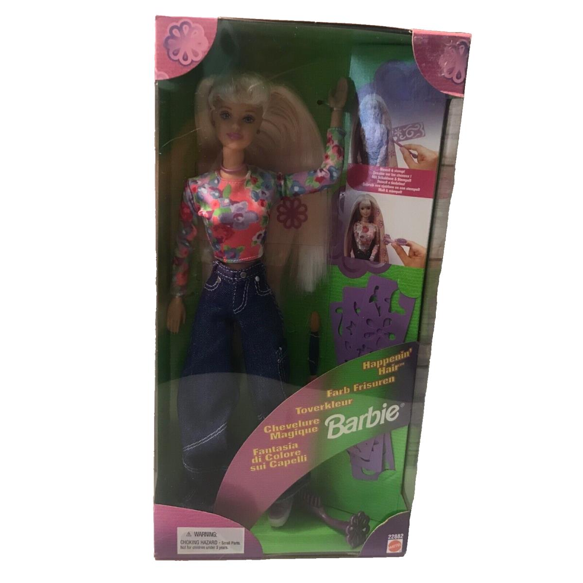 Happenin` Hair Barbie Doll 1998 Mattel 22882 Nrfb Foreign Issue