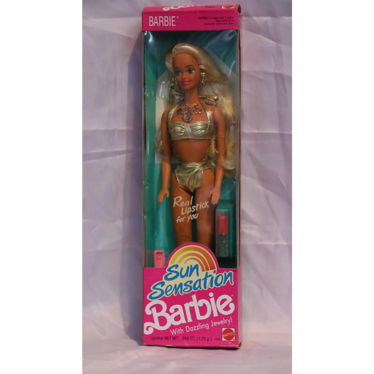 1991 Barbie Sun Sensation Doll Mattel 1390 w/ Dazzling Jewelry