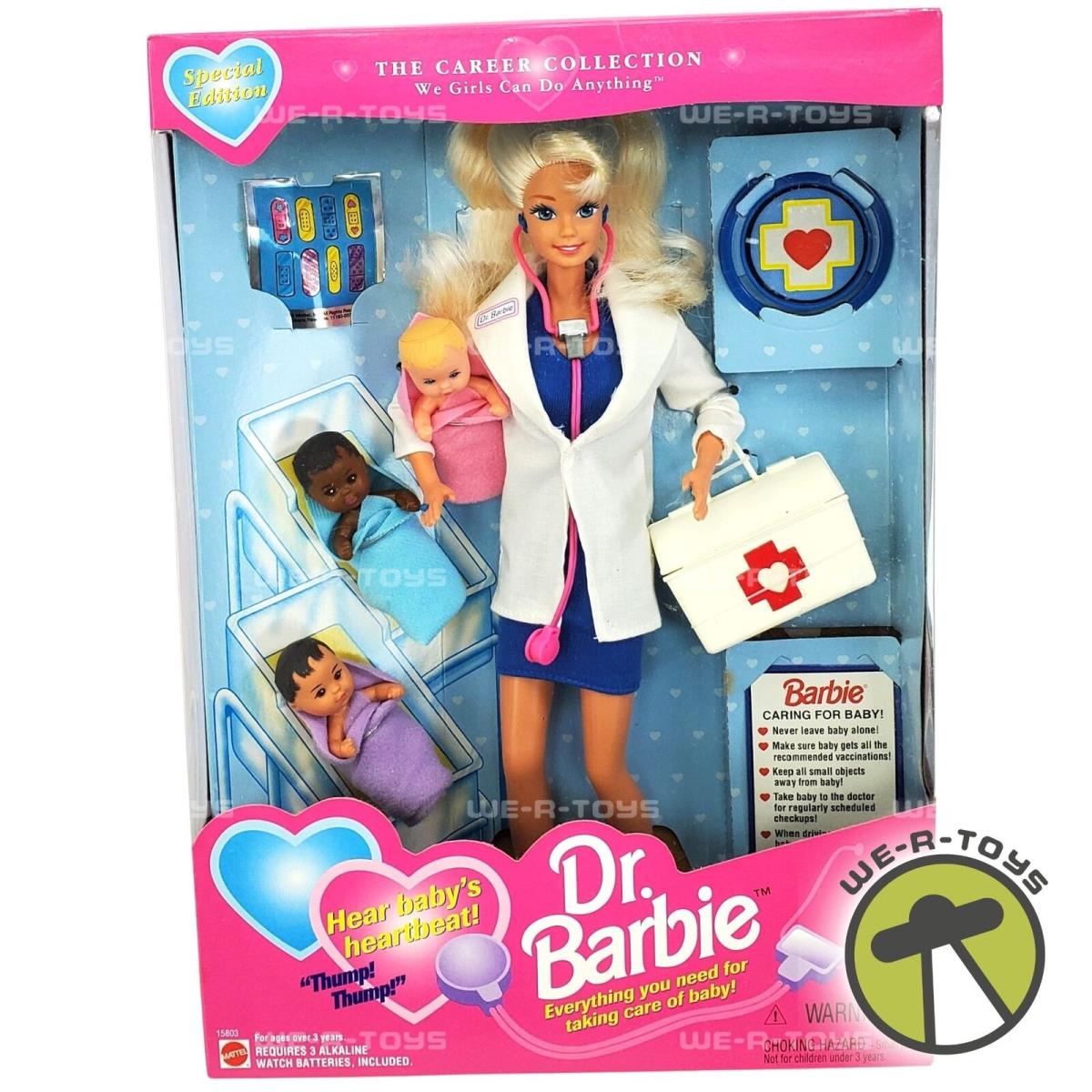 Dr. Barbie Doll and 3 Baby Dolls Career Collection 1995 Mattel 15803 Nrfb