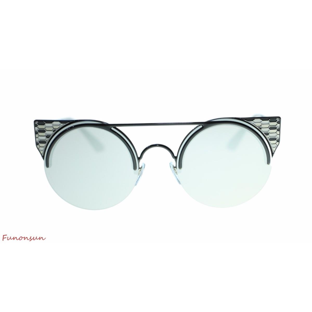 Bvlgari Women`s Round Sunglasses BV6088 2396G Black/grey Mirror Lens 54mm