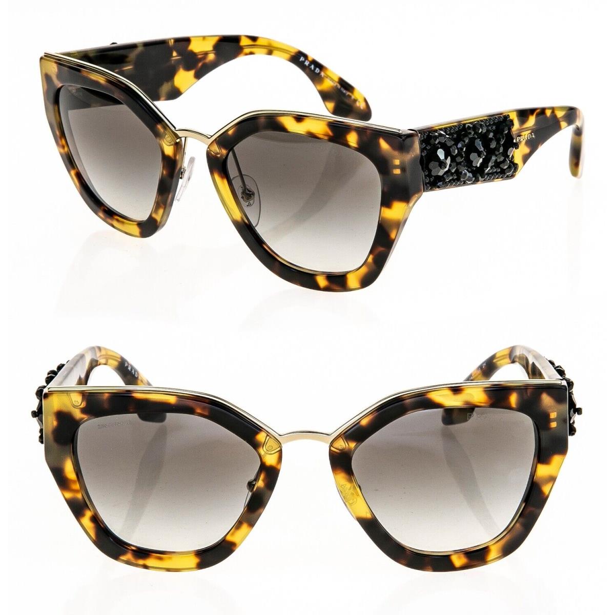 Prada Ornate 10T Bead Embellishment PR10TS Blonde Havana Runway Cat Sunglasses