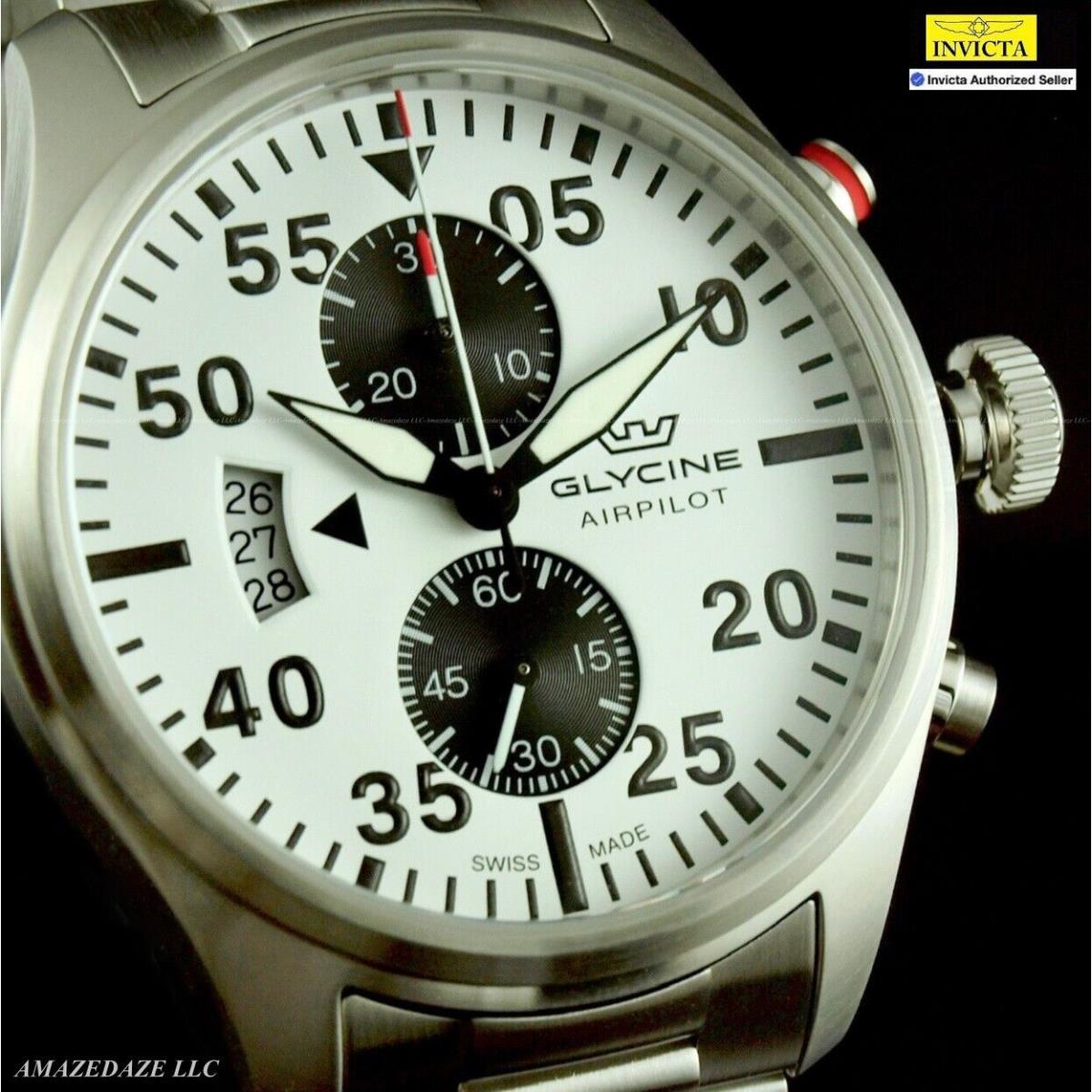 Glycine watch Air Pilot - White Dial, Steel Band