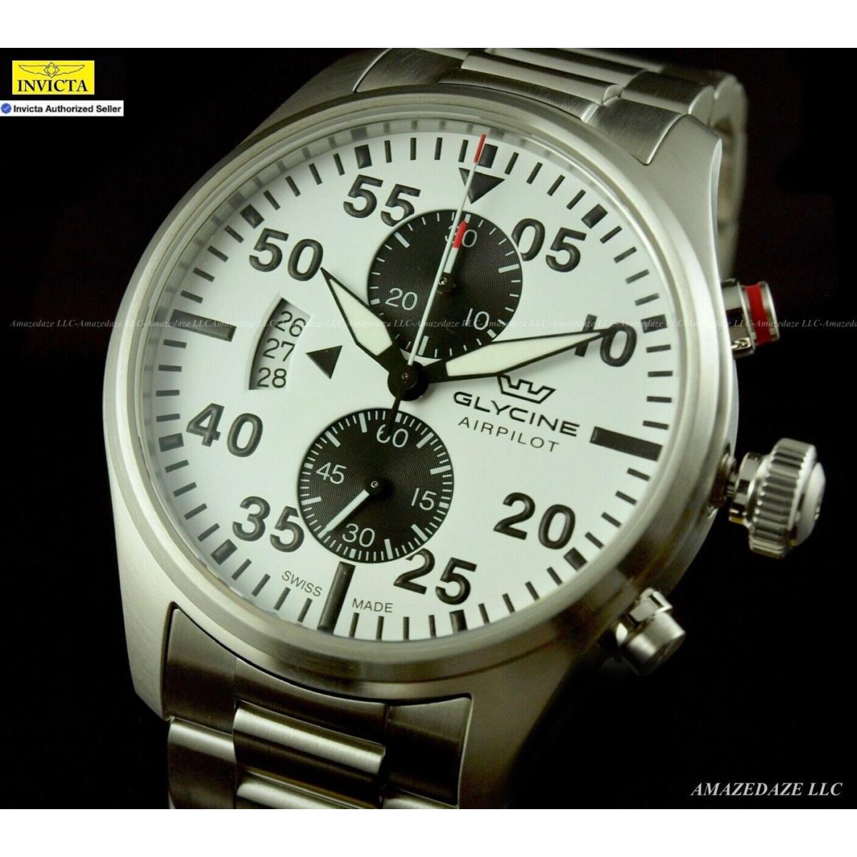 Glycine watch Air Pilot - White Dial, Steel Band