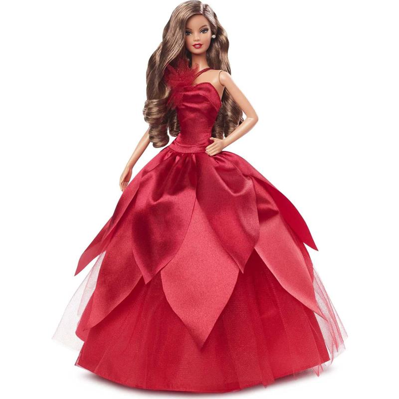 Barbie Signature 2022 Holiday Barbie Doll Light-brown Wavy Hair