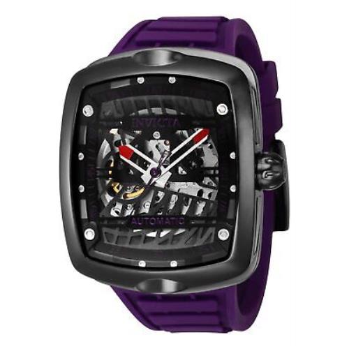Invicta Men`s 44041 S1 Rally Automatic 3 Hand Purple Black Dial Watch - Black, Purple
