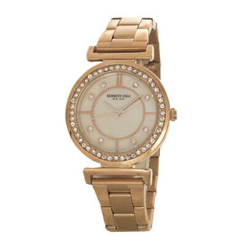 Kenneth Cole KC50322003 White Mop Dial Gold Stainless Steel Women`s Watch