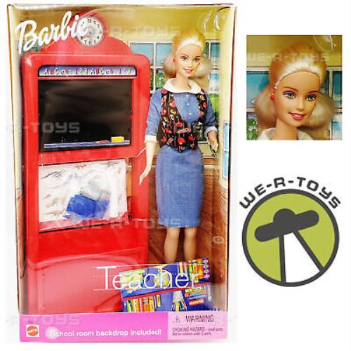 Barbie Teacher Doll with School Room Backdrop Mattel 2000 50613 Nrfb