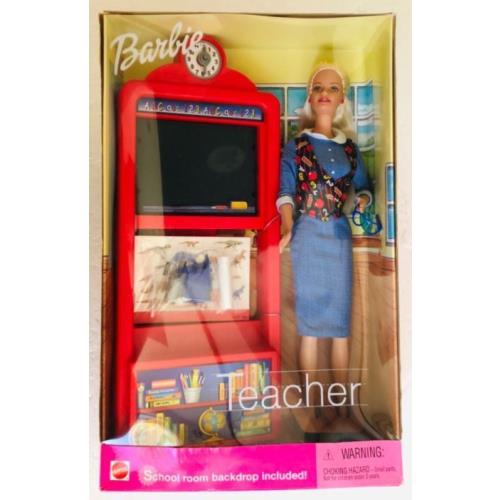 Teacher Barbie Doll with School Room Backdrop 2000 Mattel 50613