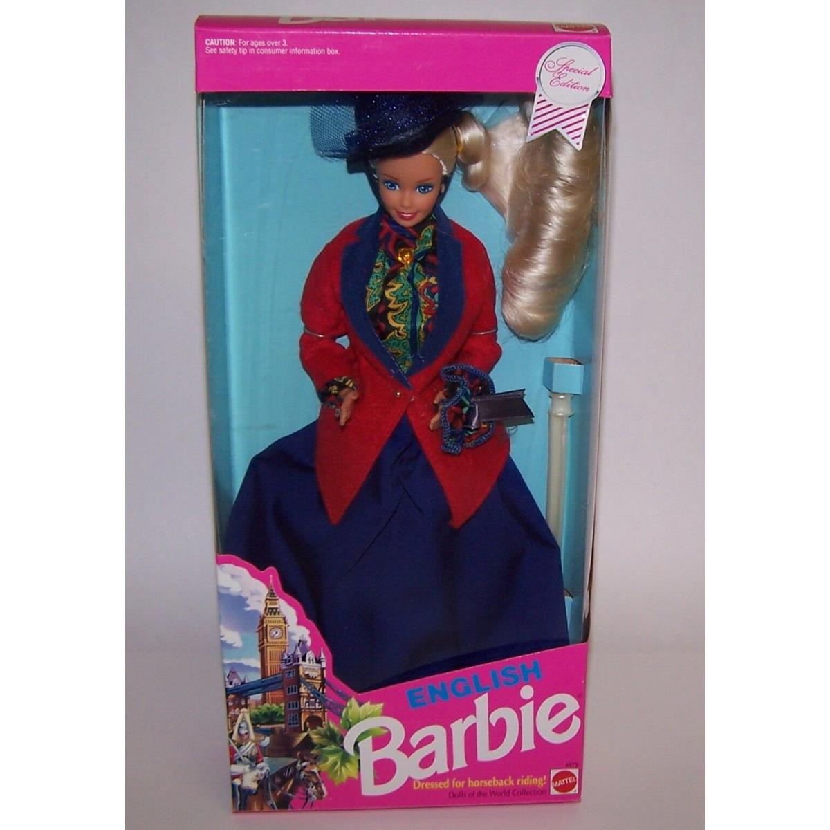 English Barbie Doll Blonde Hair Dressed For Horseback Riding Mattel 1991