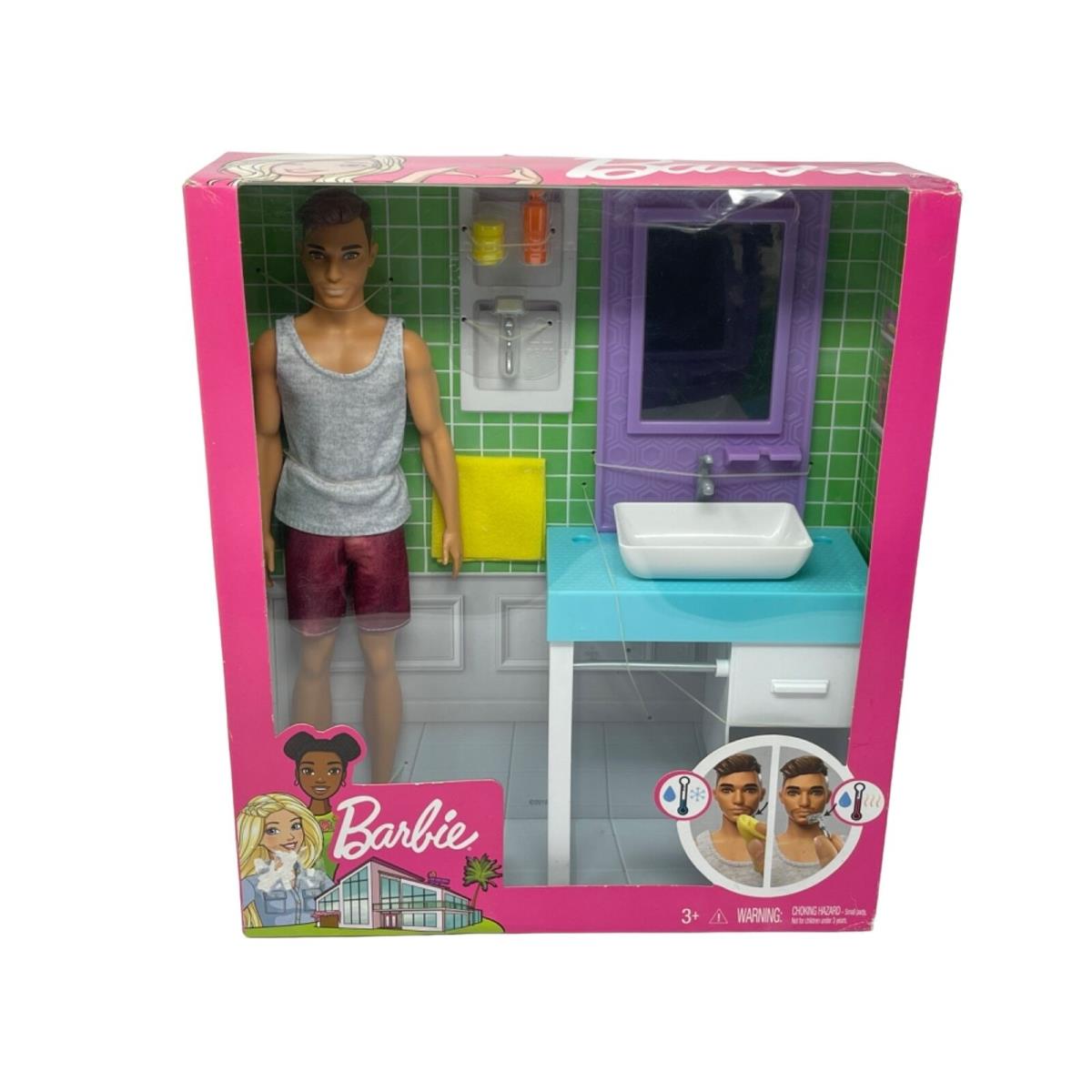 Barbie Shave Ken Doll with Bathroom Accessories Razor Sink Mirror Towel