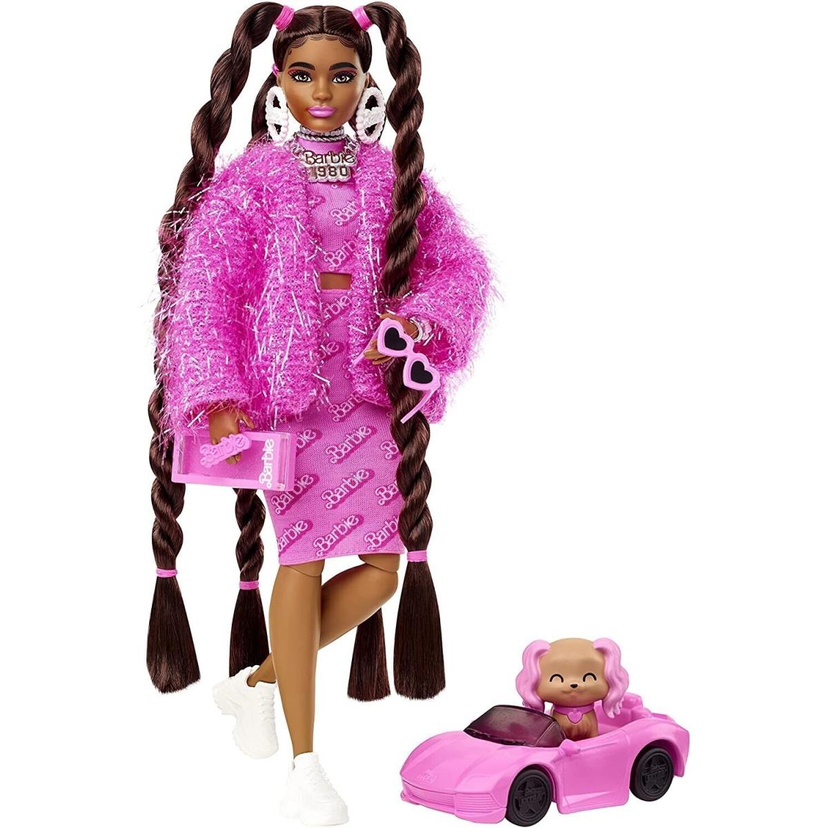 Mattel Barbie Extra Doll 14 AA Long Hair Pink Outfit 2022 - Brown Doll Hair