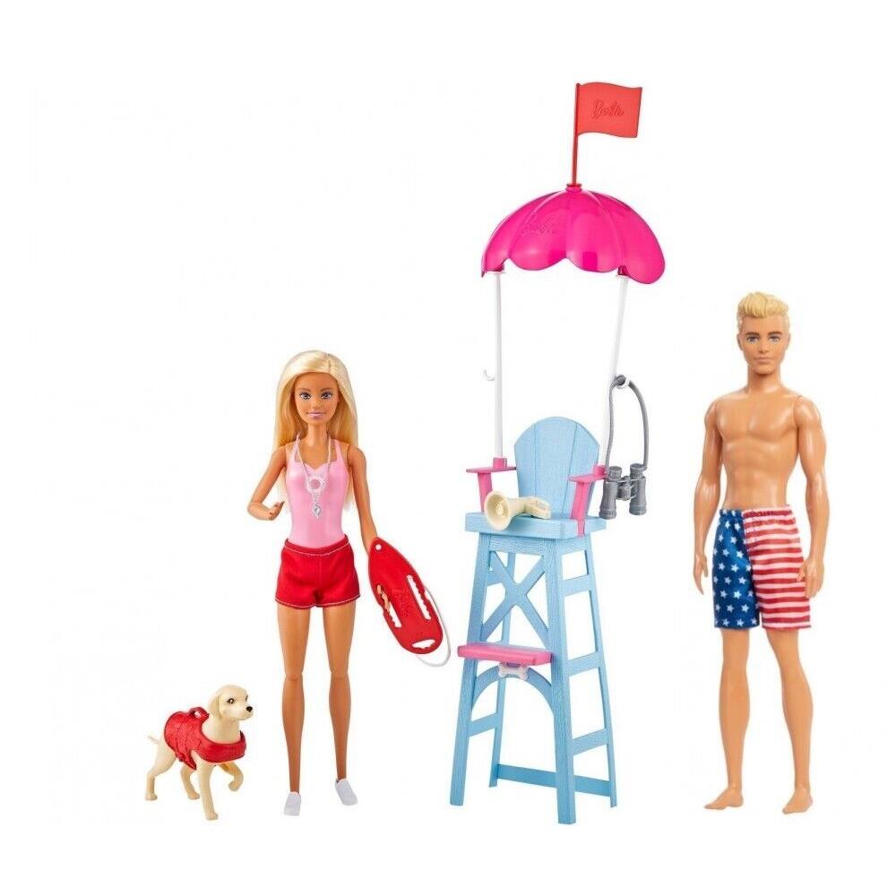 Barbie Lifeguard Playset with Coordinating Ken Doll Bundle