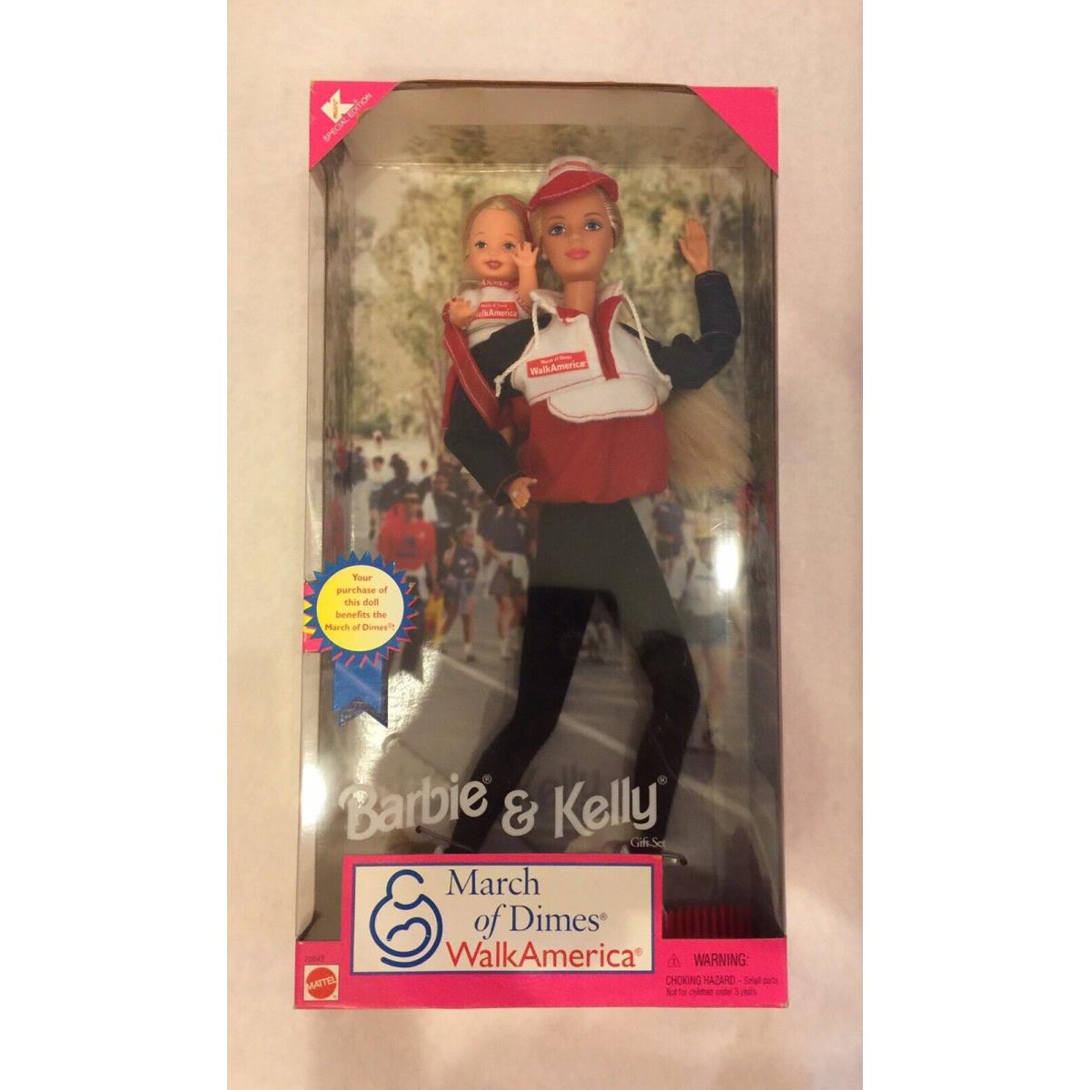 1998 March of Dimes Walkamerica Barbie and Kelly Nrfb