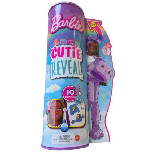 Barbie Cutie Reveal Doll Teddy Bear Plush Costume 10 Surprises Purple 2022