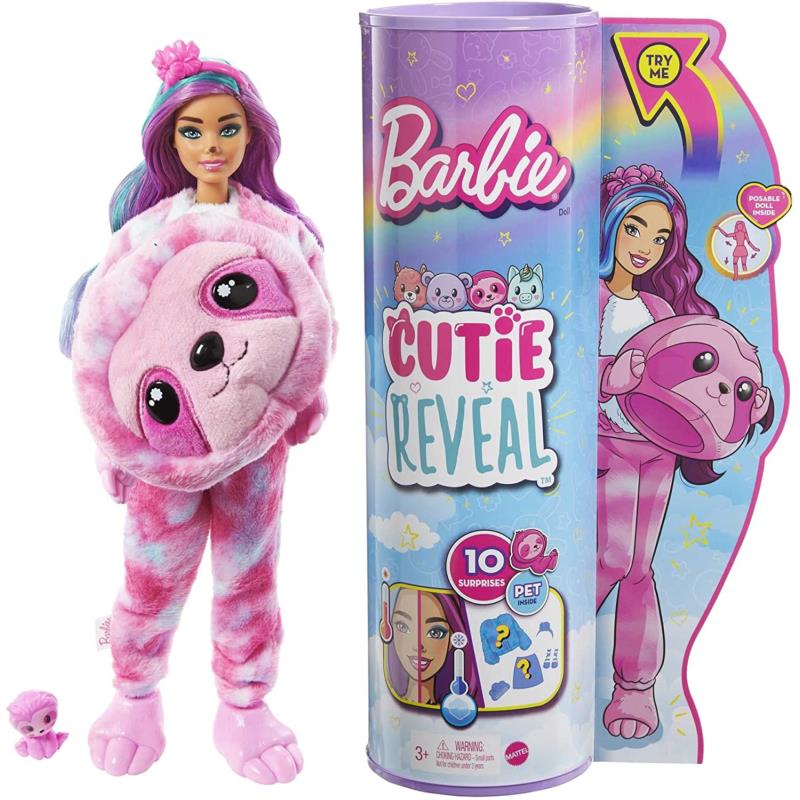 Mattel Barbie Cutie Reveal Fantasy Series Doll with Sloth Plush Costume Kids Loves it