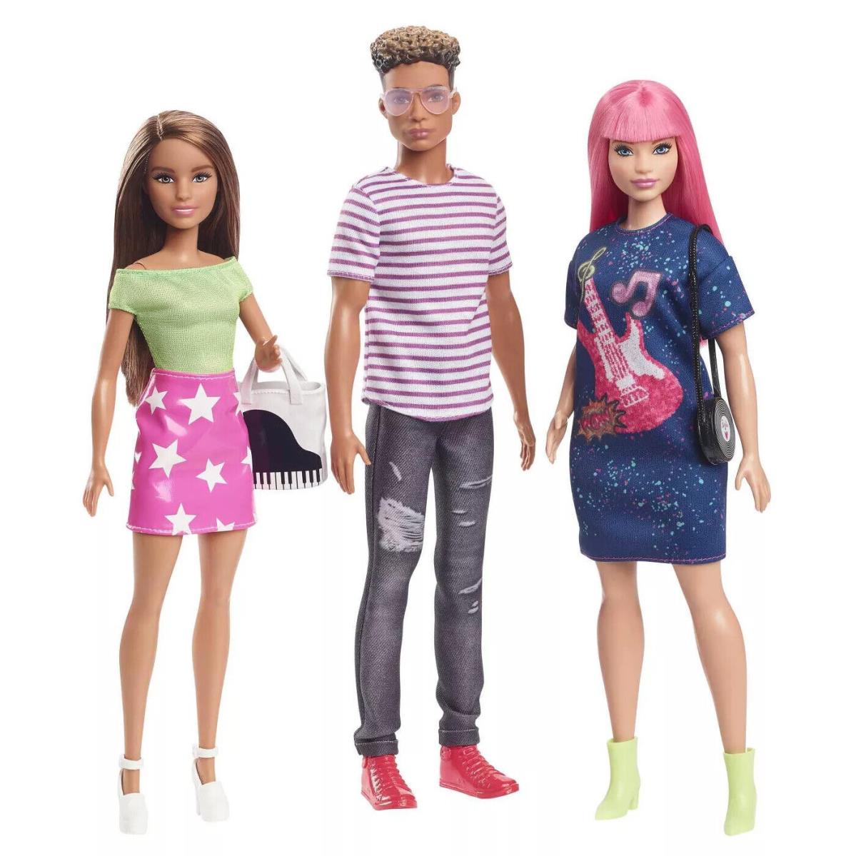 Barbie Big City Big Dreams 3 Doll Gift Set Daisy Teresa Rafa GXF28 - Doll Eye: Blue, hazel, brown, Doll Hair: Pink, red, black