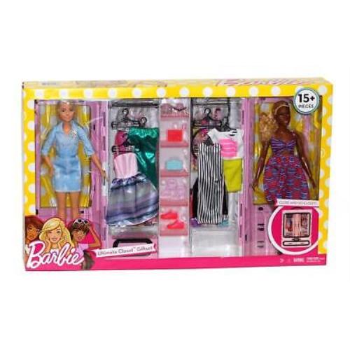 Barbie Close Go Closet 2 Dolls 15+ Pieces Dresses Shoes Acc Hangers African Am