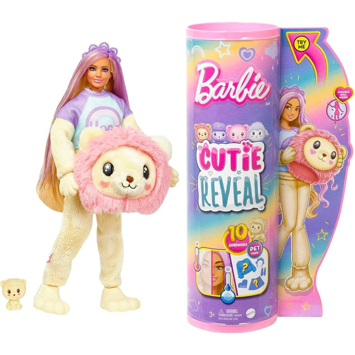 Barbie Cutie Reveal Doll with Blonde Hair Lion Plush Costume 2023