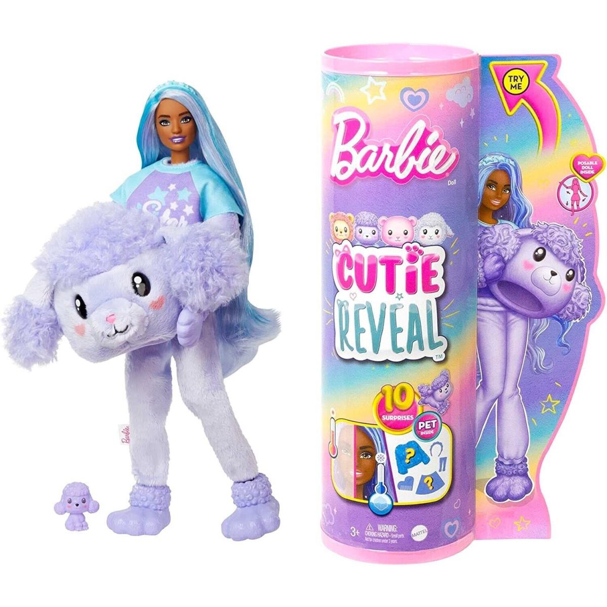 Barbie Cutie Reveal Doll with Purple Hair Poodle Costume 2023