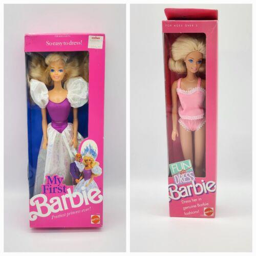 Mattel Vintage 1989 Easy to Dress My First Barbie and Fun to Dress Barbie Dolls