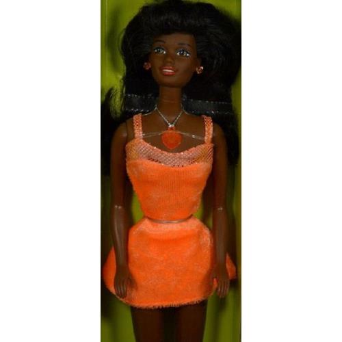 Barbie African American Sweetheart Barbie Doll 18609 Orange Dress - Doll Hair: Black, Doll Eye: Brown