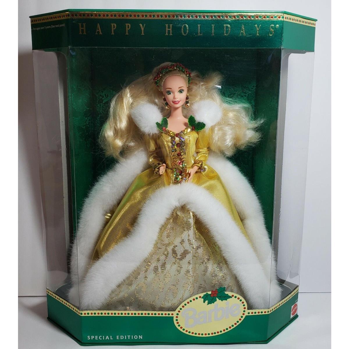 Barbie Happy Holidays 1994 Special Edition Mattel Gold Faux Fur Gown