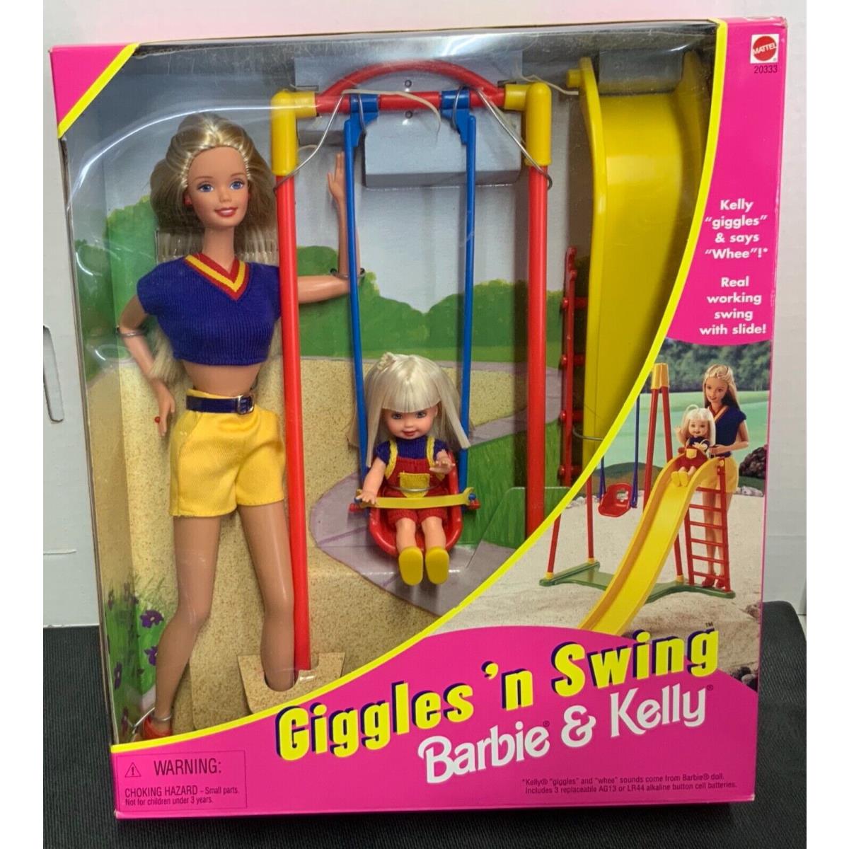 1998 Mattel 20333 Giggles `N Swing Barbie Kelly Play Set Nrfb Slide/swing