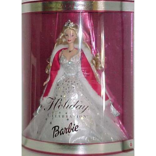 2001 Holiday Barbie Doll 1st Holiday Dressed in Shimmering Whitegown Nrfb - White