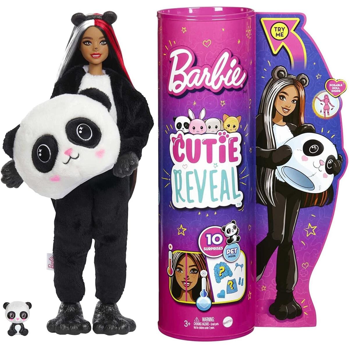 Barbie Cutie Reveal Doll with Panda Plush Costume 10 Surprises