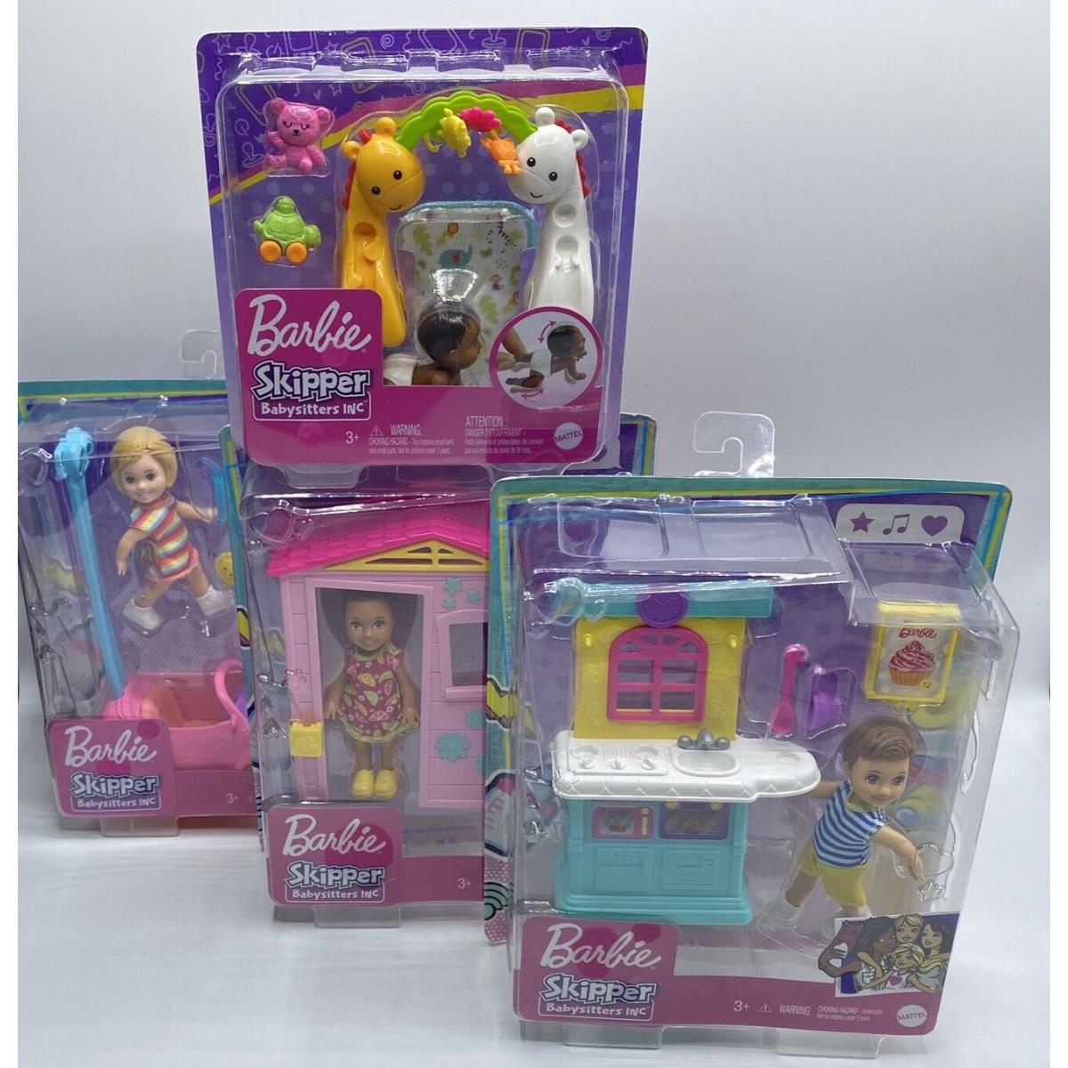 2020 Set Of 4 Barbie Skipper Babysitters Inc Dolls Playsets Age 3+ Mattel