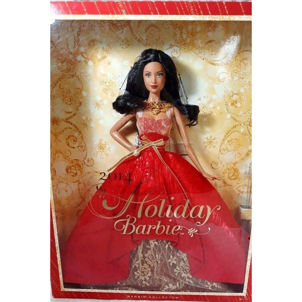 Barbie 2014 Holiday - African American Holiday Red Dress - Gold Accents