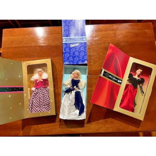 Three Avon Limited Edition Barbie Dolls Nrfb Winter Velvet Rhapsody Splendor