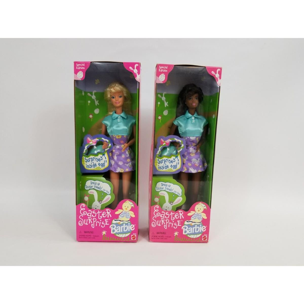 Set Of 2 Easter Surprise Barbie Doll 20542 20543 Nrfb 1998 Mattel