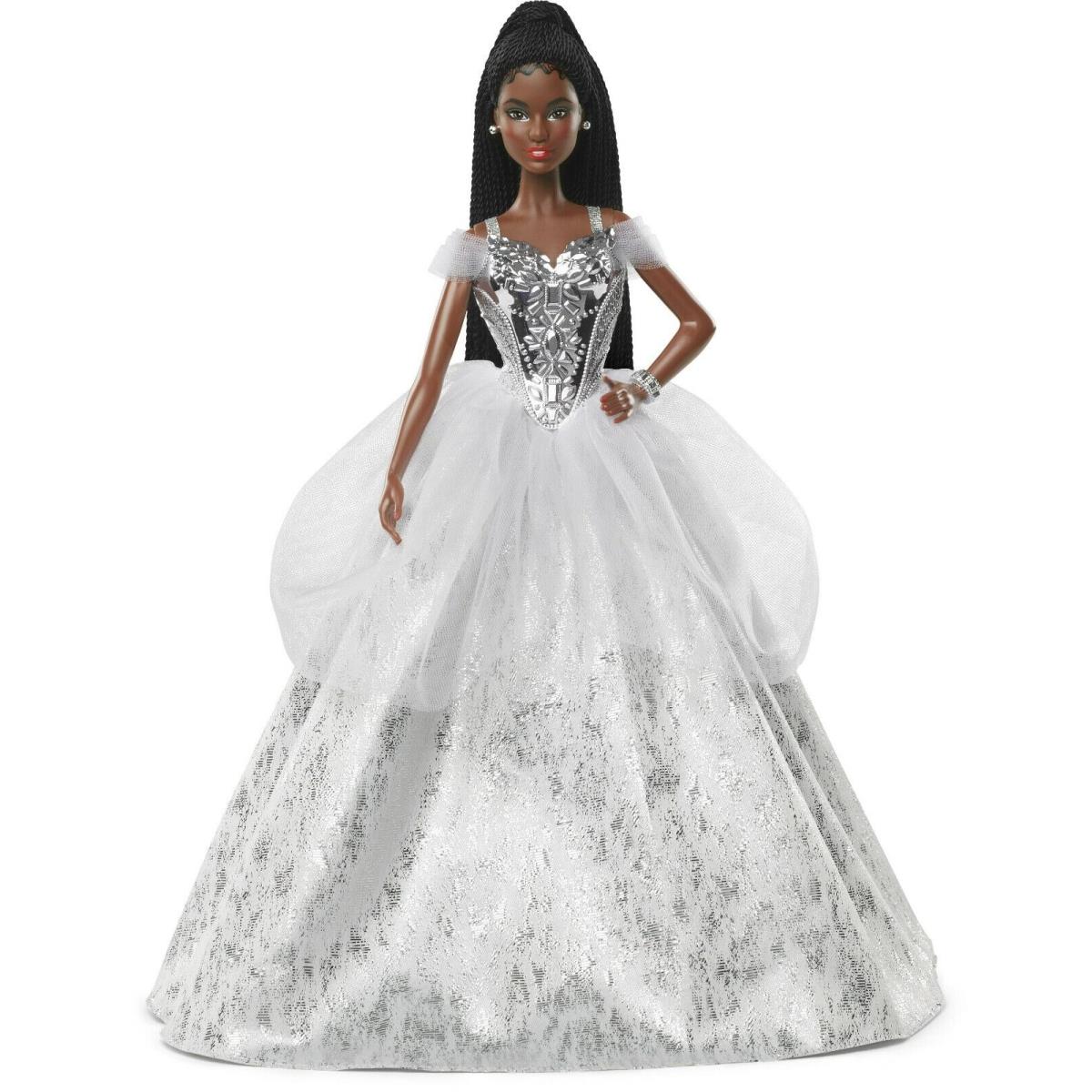 Holiday Barbie 2021 Signature African American Silver Gown Black Hair