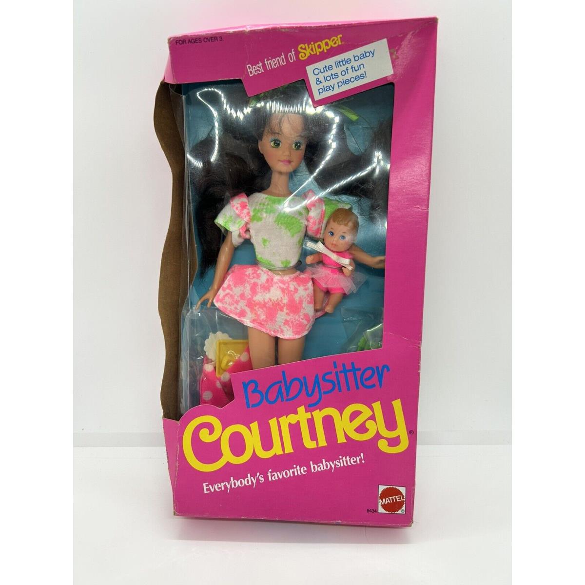 1990 Courtney Babysitter W/baby Barbie Doll Nrfb 9434 BY Mattel Collectable Read