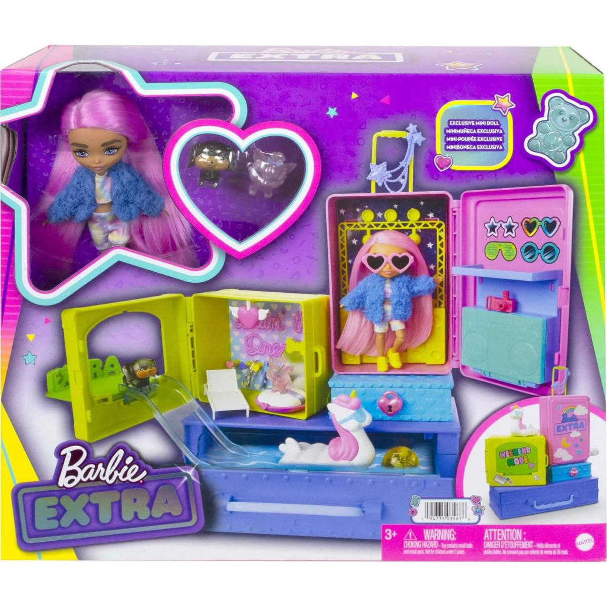 Barbie Extra Pets Minis Playset with Exclusive Doll 2 Puppies Accessories