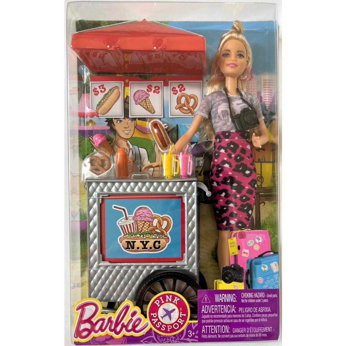 Barbie - Pink Passport Doll and Cart Nyc York City 2017 Mattel