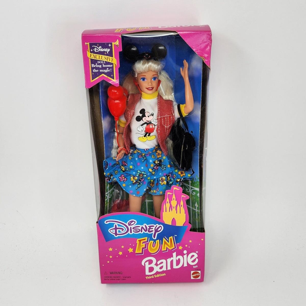 Vintage 1995 Mattel Walt Disney Fun Barbie Doll W/ Mickey Balloon 13533