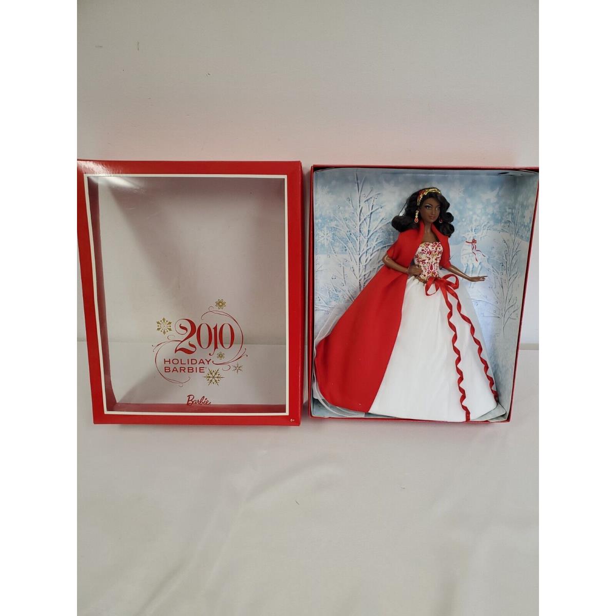 Holiday Barbie 2010 African American Red White Dress