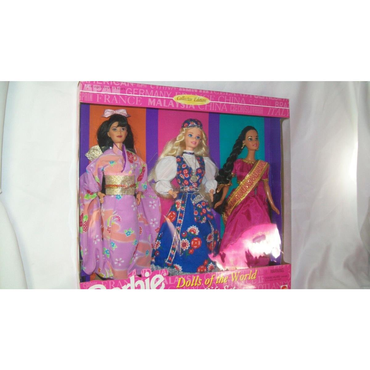 3 Barbie Dolls Dotw Gift Set Japan Norway India 1995 Mint IN Package