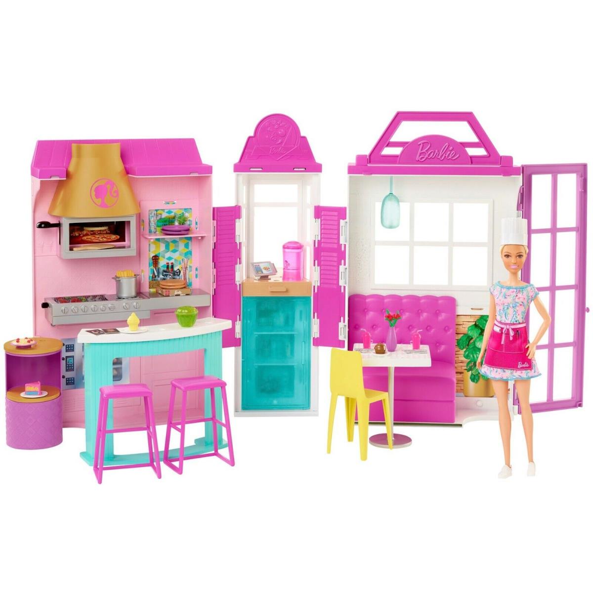 Mattel Barbie Cook n Grill Restaurant Playset with Doll Toy Paper Doll