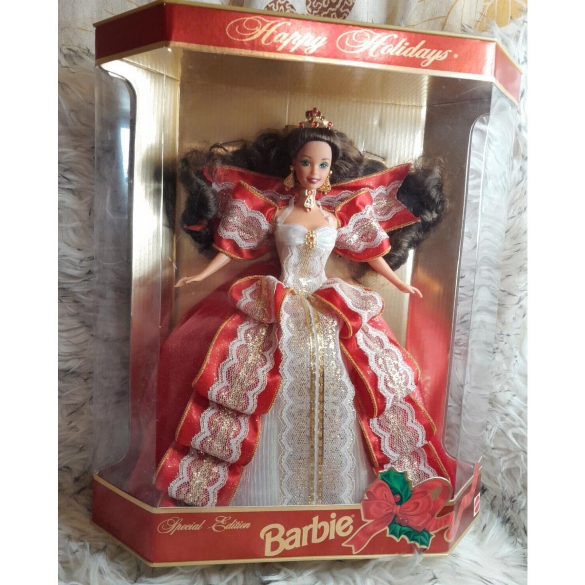 1997 Happy Holidays Barbie Nrfb 17832 Gold Background/green Eyes Misprint Rare