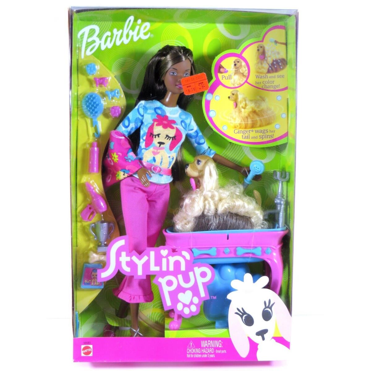 Mattel Barbie Doll 2002 Stylin` Pup Black AA 56685
