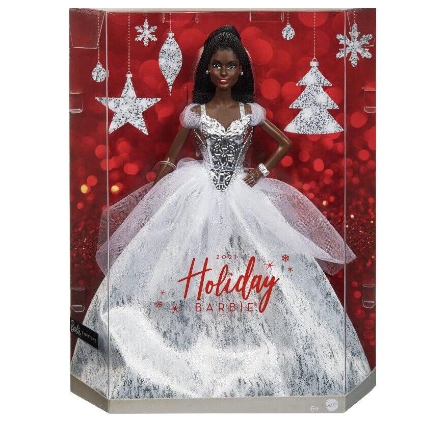 Barbie Signature 2021 Holiday Barbie Doll 12-Inch Brunette Braids In Silver Gown