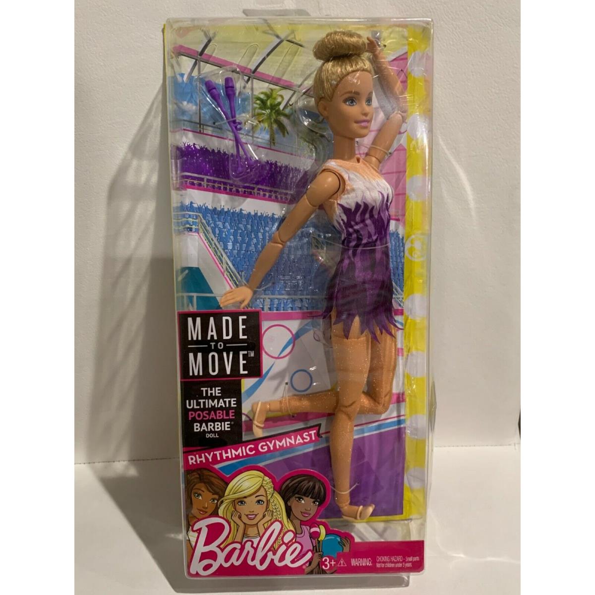 Mattel Barbie Made to Move Posable Doll Rhythmic Gymnast Blonde Hair Articulated Joints
